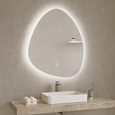 Espejo Led Baño Irregular Gota Luz Táctil