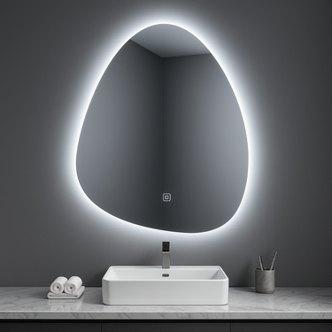 Espejo Led Baño Irregular Gota Luz Táctil