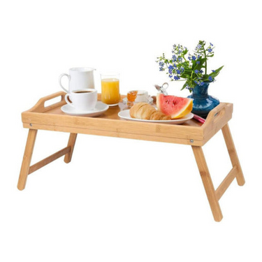 Bandeja Desayunadora Mesa Bambú Patas Plegables 50x30cm