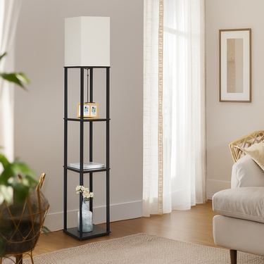 Lámpara De Pie Con 3 Estantes Moderna Deco Living