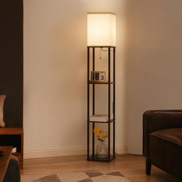Lámpara De Pie Con 3 Estantes Moderna Deco Living