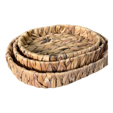 Set X3 Bandejas Fibras Naturales Ovaladas Organización Deco
