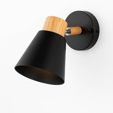 Aplique Nórdico Lampara Metal Y Madera Dormitorio Living Negro