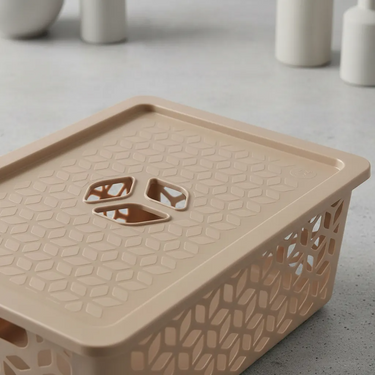 Caja Cesto Organizador Canasto Con Tapa Plástico Grande