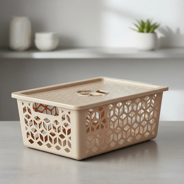 Caja Cesto Organizador Canasto Con Tapa Plástico Grande