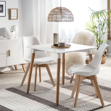 Juego De Comedor Eames Mesa 80x80 + 2 Sillas Acolchonadas