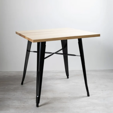 Mesa Comedor Tolix Madera Metal 70x70cm Diseño Industrial