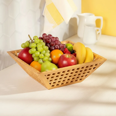 Centro De Mesa Frutero Bambú Multiuso Cocina Deco