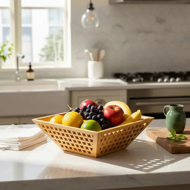 Centro De Mesa Frutero Bambú Multiuso Cocina Deco