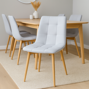 Silla Bari Acolchonada Tapizada Patas Símil Madera