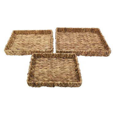 Set X3 Bandejas Fibras Naturales Rectangular Jacinto De Agua