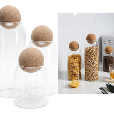 Set X3 Frascos Recipiente De Vidrio Con Tapa De Corcho
