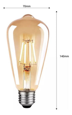 Lampara Filamento Led Pera Ambar 4w Vintage Retro