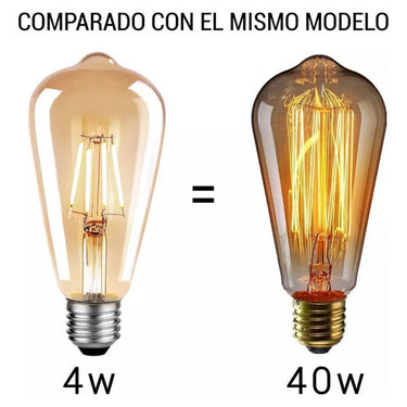 Lampara Filamento Led Pera Ambar 4w Vintage Retro