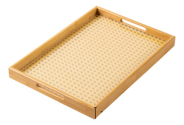 Bandeja Para Desayuno Madera De Mimbre Bambú Deco Homilu