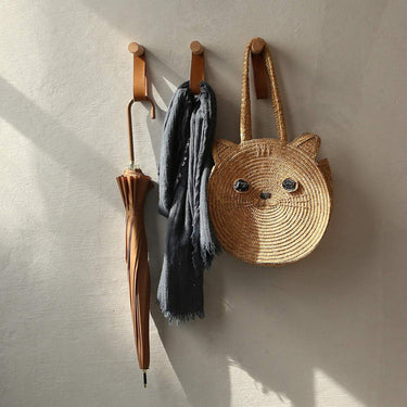 Perchero De Pared Nordico 3 Ganchos Madera Con Correa Homilu