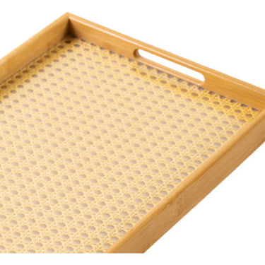 Bandeja Para Desayuno Madera De Mimbre Bambú Deco Homilu