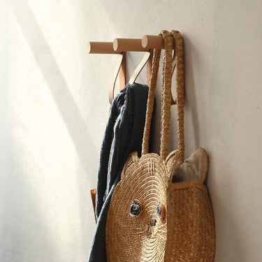 Perchero De Pared Nordico 3 Ganchos Madera Con Correa Homilu