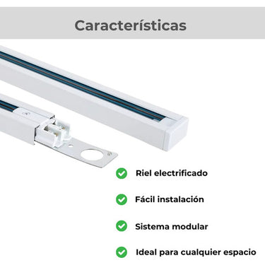 Set luminaria Riel 1 Metro Con 4 Spot Led 6w Incluidos Innolux