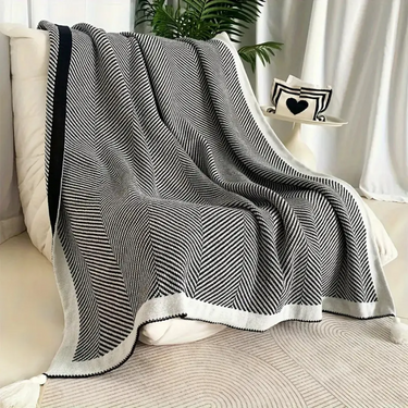 Manta Para Sillon Y Pie De Cama 130 X 150 Cm Homilu Negro Rayas