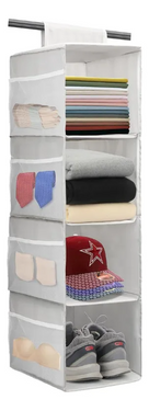 Organizador Colgante Placard Ropero Armario 4 Niveles Homilu Gris