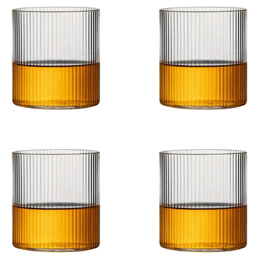 Set X4 Vaso Labrado Relieve Lineas Verticales Homilu Trasparente