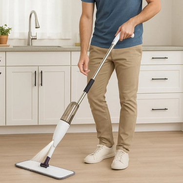 Mopa Giratoria Con Pulverizador Rociador Fregona Spray 360 Gris