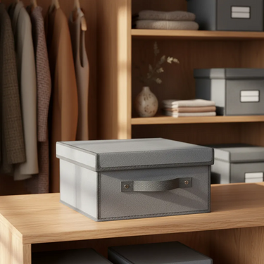 Caja Organizadora De Tela Rígida Con Tapa 30x30x15cm