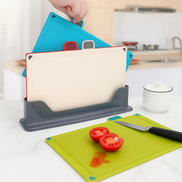 Juego De 4 Tablas De Picar Con Soporte Cocina Homilu Lisa Surtido