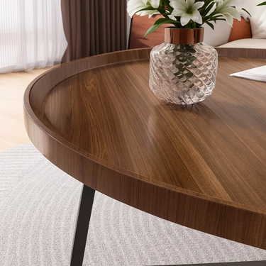 Set X2 Mesa Ratona Centro Redonda Nido Living Madera Homilu Marrón