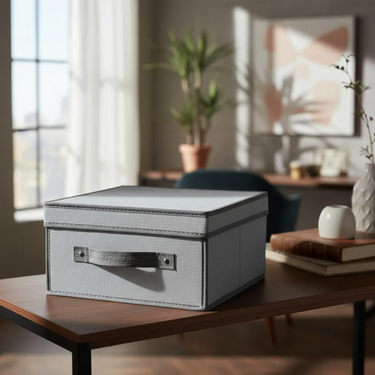 Caja Organizadora De Tela Rígida Con Tapa 30x30x15cm