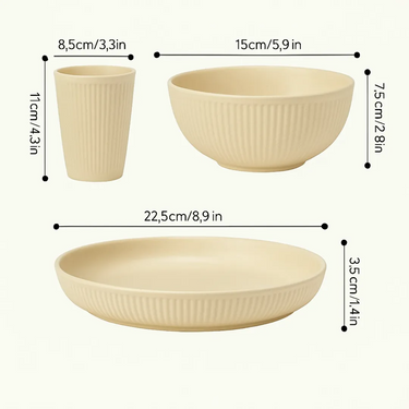 Juego De Vajilla Ecológica 18 Piezas Cocina Excelente Beige Liso