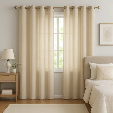 Cortina Visillo Velo 2 Paños 140x220cm Textura Lino Homilu