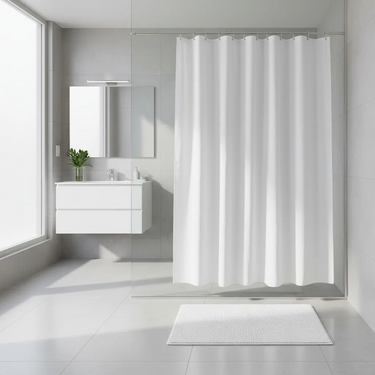 Juego Set Cortina Baño + Alfombra Baño Excelente Calidad