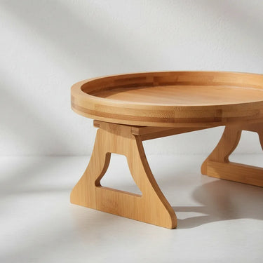 Bandeja Soporte Posa Vasos Para Sillon De Bambu Marrón Claro