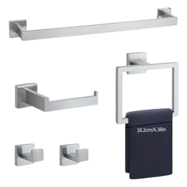 Set De Accesorios Premium P/ Baño Acero Inox Macizo 5 Piezas