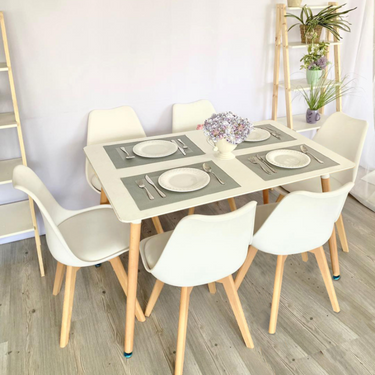 Juego De Comedor Eames Mesa 120x80 + 6 Sillas Acolchonadas