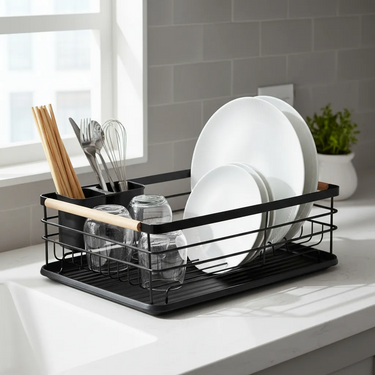 Escurridor Nordico Secaplatos Vajilla Con Bandeja y Madera