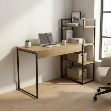 Escritorio Oficina Con 3 Estantes Diseño Industrial