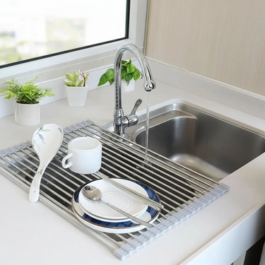 Escurridor Enrollable Platos Vajilla Cocina Plegable Gris