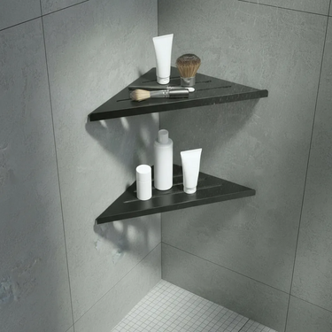 Estante Organizador Esquinero Baño Ducha Acero Homilu Negro