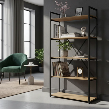 Estanteria Biblioteca Libreria 5 Estantes Industrial