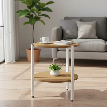 Mesa Esquinera Estilo Industrial Living 2 Estantes