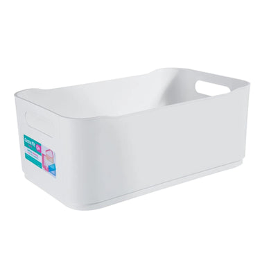 Canasto Plastico Rectangular 30.5x18.5x12cm Blanco Coza