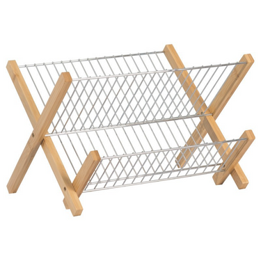 Escurridor De Platos De Bambú Y Acero 2 Niveles