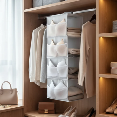 Organizador Colgante Placard Ropero Armario 4 Niveles Homilu Gris