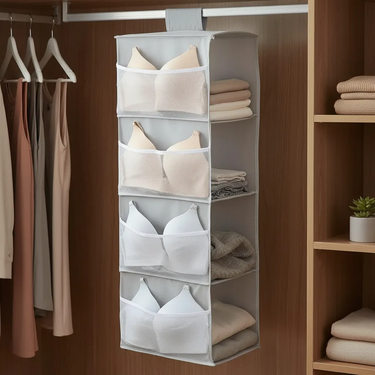 Organizador Colgante Placard Ropero Armario 4 Niveles Homilu Gris