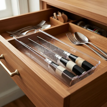 Organizador De Cuchillos Plástico Para Cajón Multiuso Uz