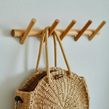 Perchero De Pared 5 Ganchos Madera Bambú Homilu