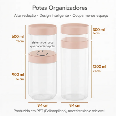 Set 4 Recipientes Tarro Organizador Cocina Apilables